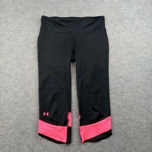 Under Armour Pants Womens Medium Black Pink HeatGear Compression Capri Leggings